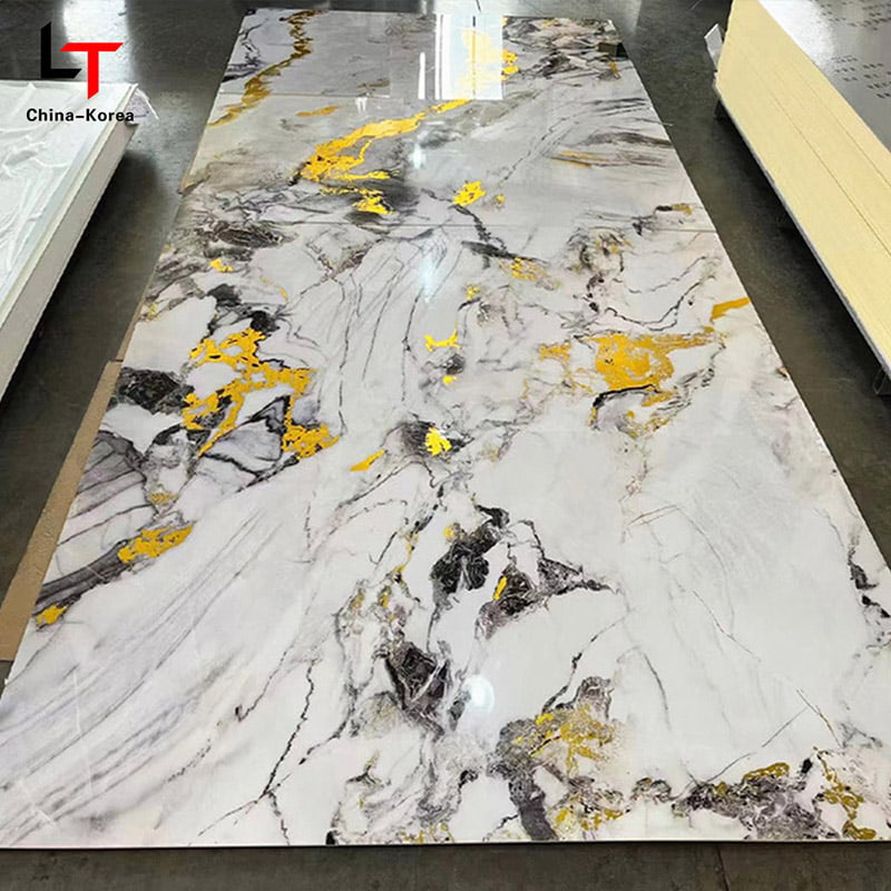 Placa UV de PVC à prova d'água de 1220 × 2440 mm 3 mm para decoração de painel de parede interior com acabamento de alto brilho para decoração de design de escritório e casa