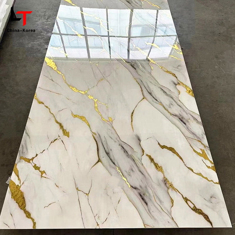 Placa UV de PVC à prova d'água de 1220 × 2440 mm 3 mm para decoração de painel de parede interior com acabamento de alto brilho para decoração de design de escritório e casa