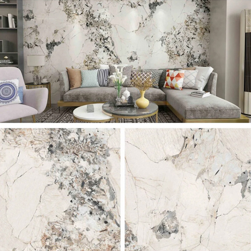 Folha de mármore de PVC revestida com UV de 1220 × 2800 mm para móveis e armários Painel de parede de plástico laminado com decoração leve e durável