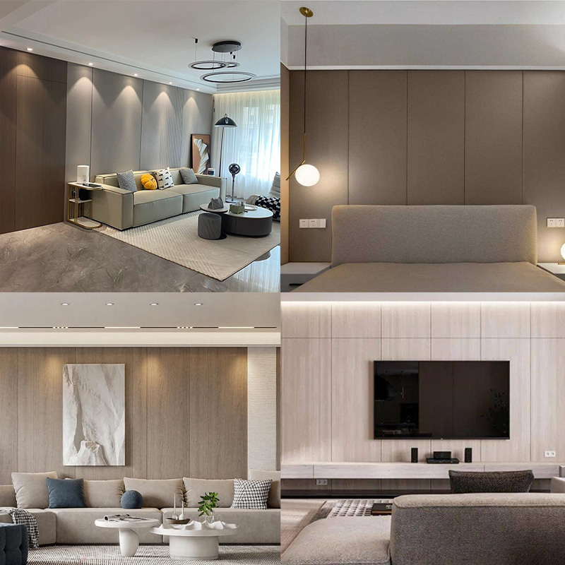 Painéis de parede decorativos de grãos de folheado de madeira de PVC ecológico de 1220 × 2440 mm para revestimento de parede interna à prova d'água, resistente a arranhões, fácil de instalar