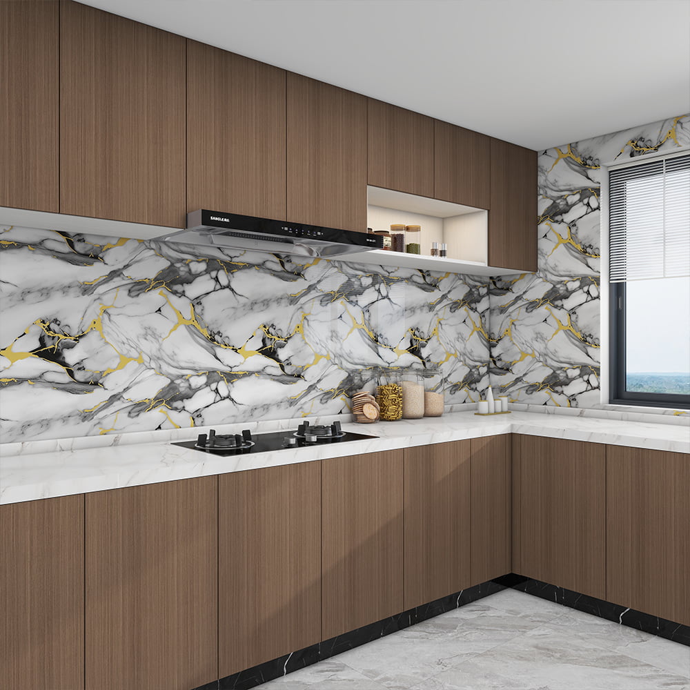 Rolo de papel de parede de mármore moderno, alto brilho, pvc, autoadesivo, à prova d'água, decoração de casa, folha de mármore