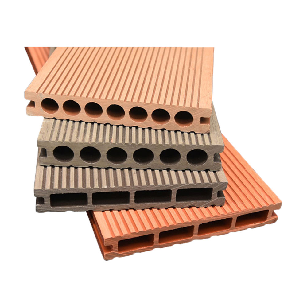 Interlock Wpc Decking externo 3D com gravação em relevo de grãos de madeira Placa de deck composto de madeira e plástico Pisos de textura